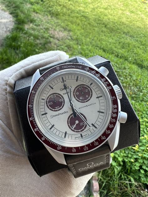 omega speedmaster maroon|Omega Speedmaster moon watch.